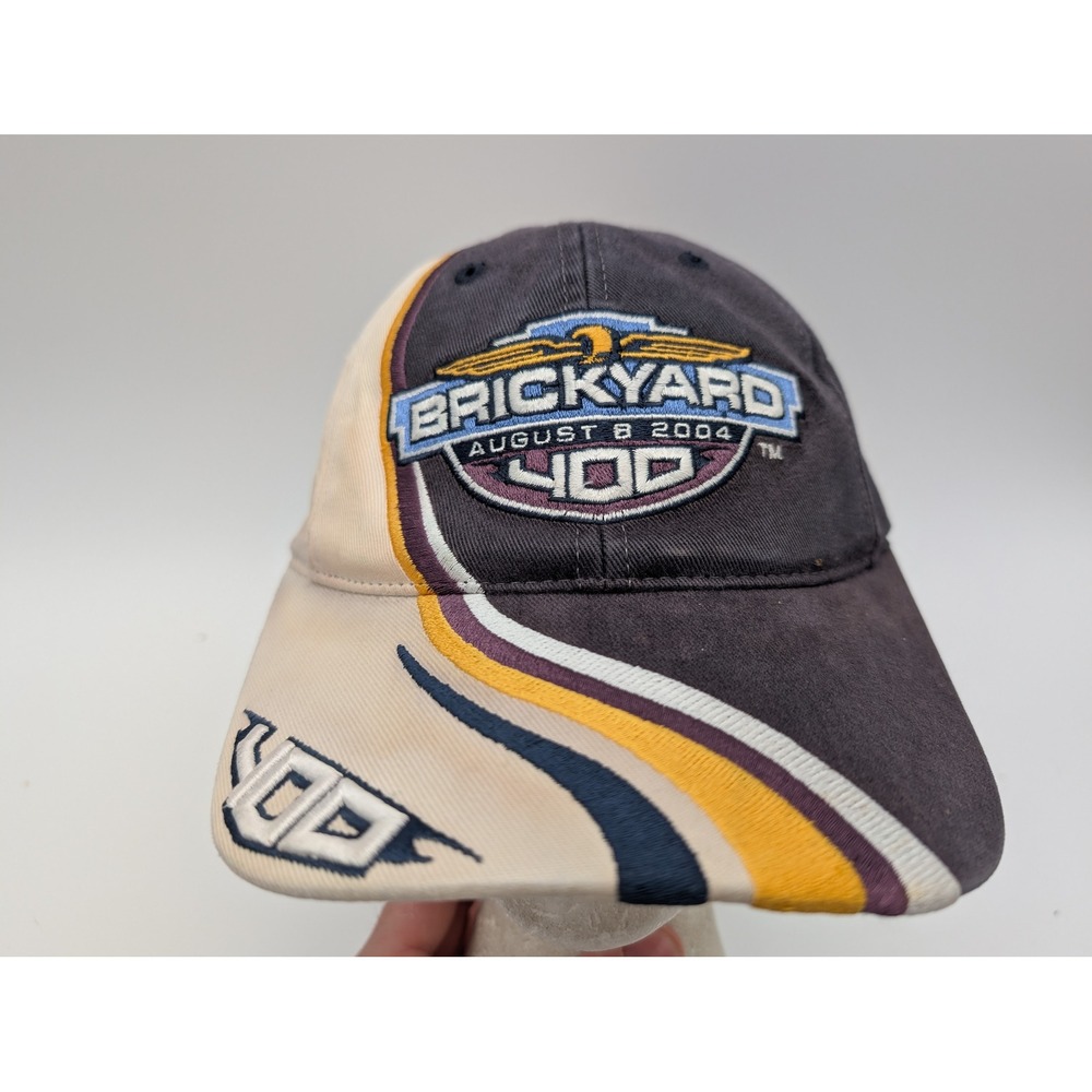 Main Gate Brickyard 400 August 8 2004 Racing Hat Navy Tan Adjustable Strap Cap